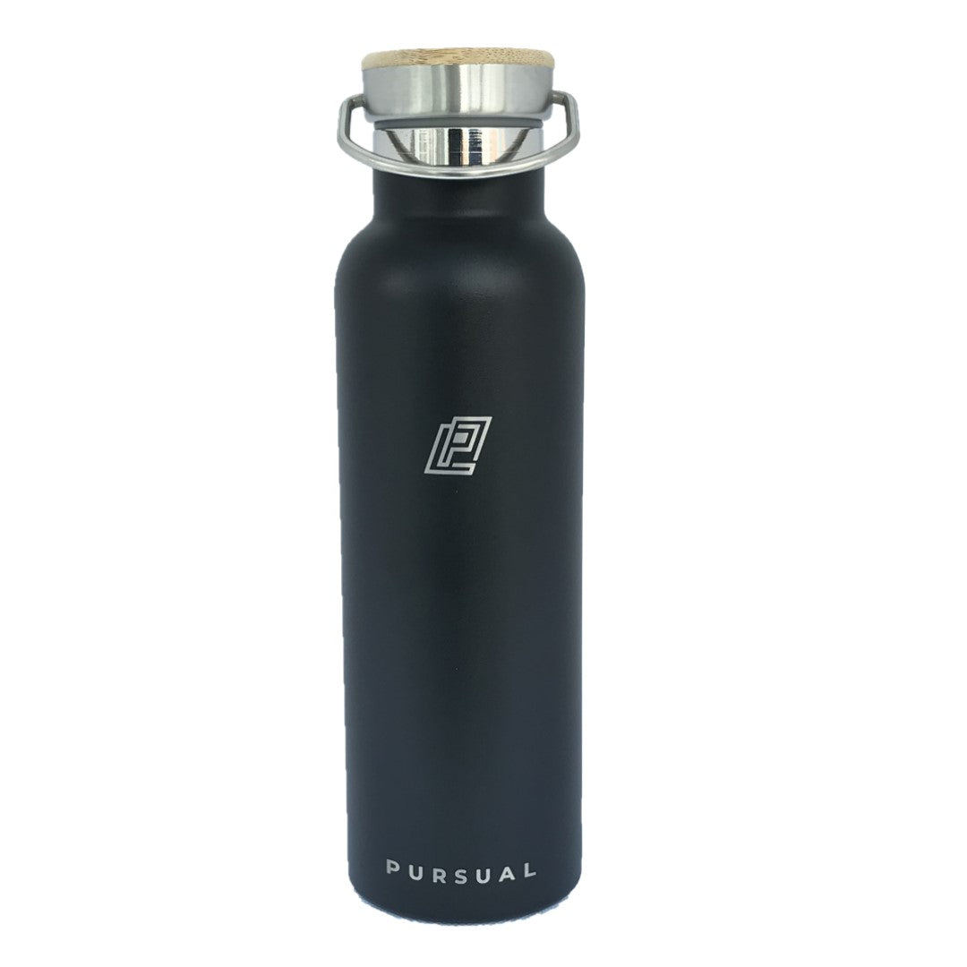 Pursual insulated stainless steel water bottle in black