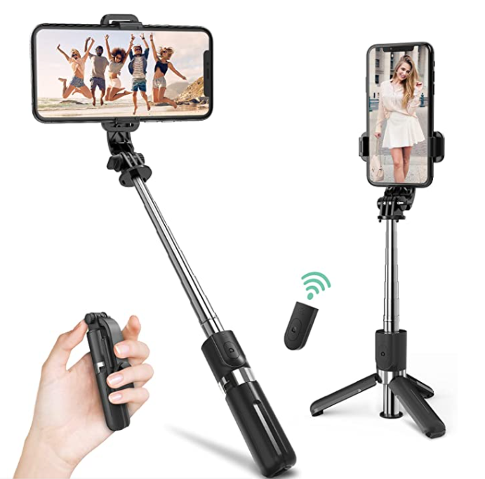 Selfie Stick with Extendable Tripod and Bluetooth Remote