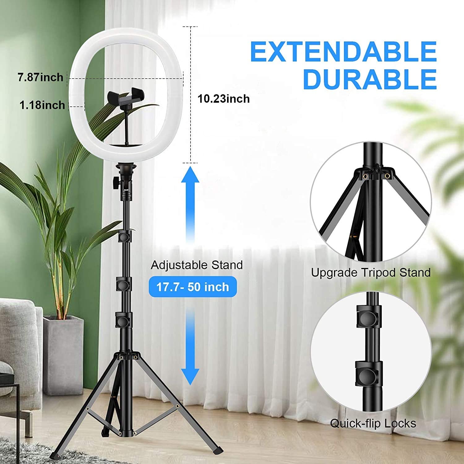 Selfie Ring Light with Foldable Tripod Stand & Phone Holder