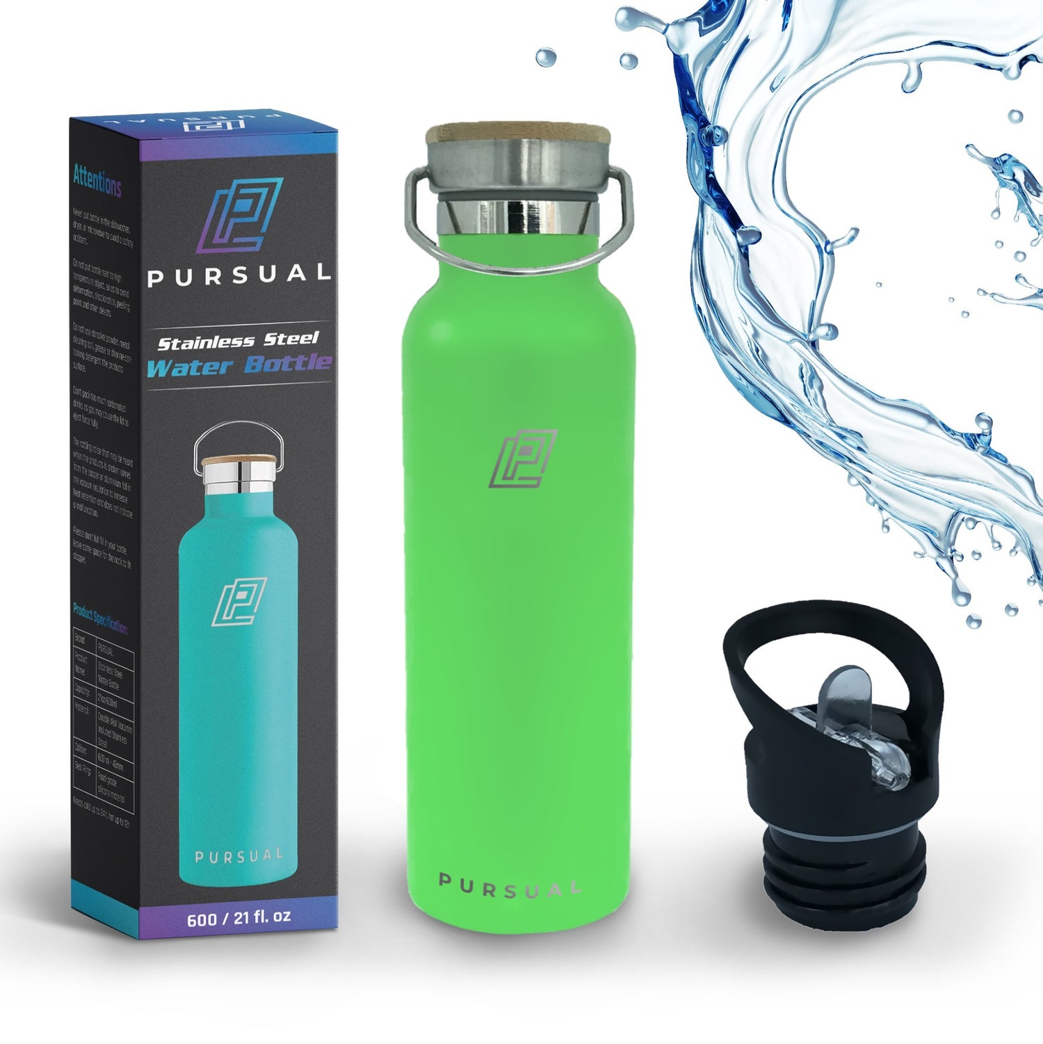 Stainless Steel Insulated Water Bottle for Hot & Cold Liquids